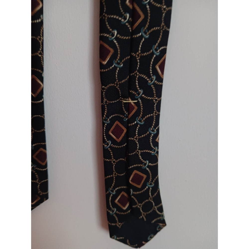 Claybrooke Pure Silk Handmade‎ Classic 58in Black Geometric Tie B15